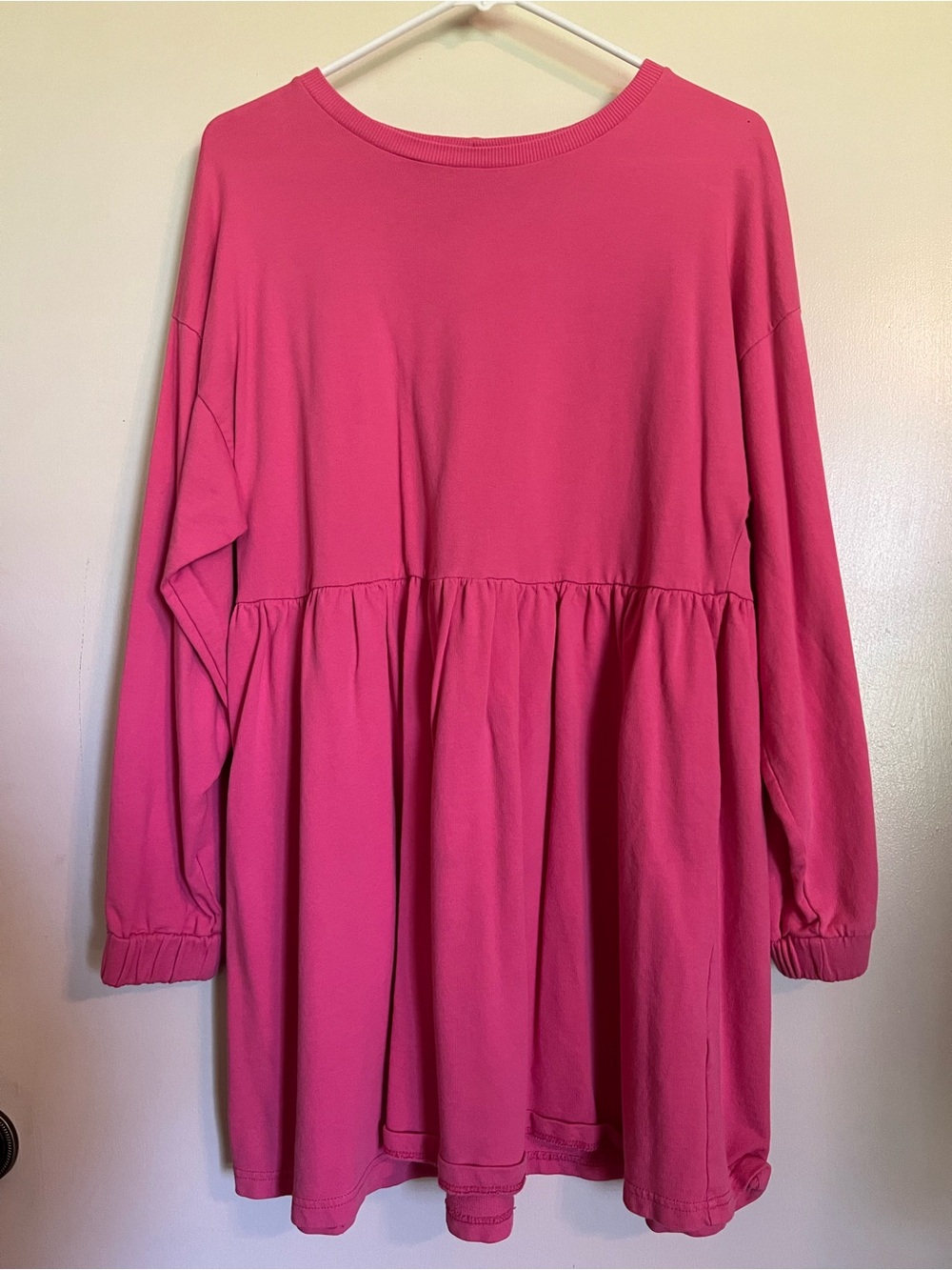 Pink Long Sleeve Tiered Dress